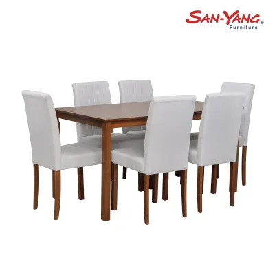 San-Yang Furniture Six Seater Dining Set Light Brown Wood 300196