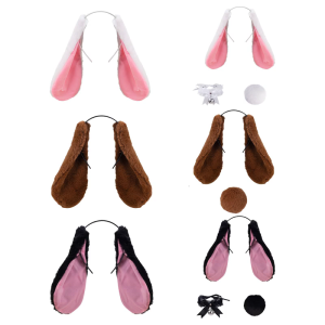 Sweet Rabbit Ears Hairbands Halloween Eye-catching Lace Collar Tail Props for Halloween Party Daily Wear Headpiece