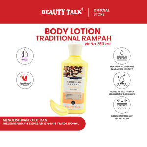 BEAUTY TALK Whitening Traditional Body Lotion Rampah - 250 ML | Losion Badan Melembapkan Mencerahkan Menutrisi Kulit dan Melindungi dari Paparan Sinar Matahari dengan Rempah