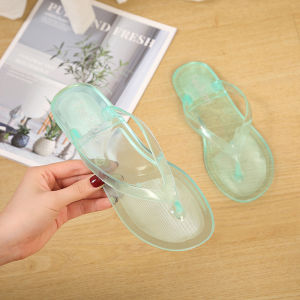 Crystal Flip-Flops For Women Flat Outdoor Slippers Solid Color Home Jelly-Colored Beach Flip-Flops