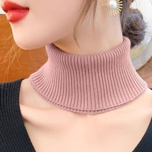 MODERNLUX Đan len Khăn cổ cao Chống gió Có thể tháo rời Khăn giữ ấm cổ Áo cổ lọ Phụ nữ