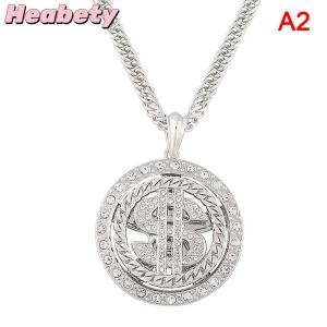 Heabety Big Rotatable US Dollar Money Sign Pendant Necklace Men Rapper Hip Hop