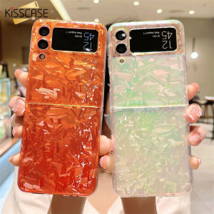 KISSCASE For Galaxy Z Flip 3 Frosted Mineral Pattern Glass Floral Hard PC Clear Shockproof Back Cover Phone Case For Samsung Galaxy Z Flip 3 5G