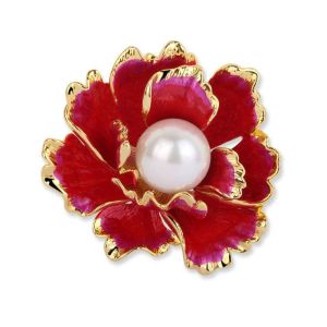 HUNIU Vintage Flower Brooches High-end Chinese Style Large Flower Badge Pin Clothing Accessories Oil Dripping Peony Brooch Pins Women