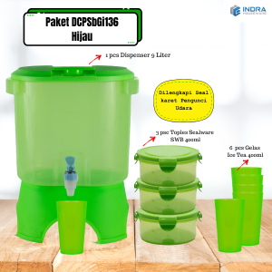Paket Dispenser Air Minum Plastik INDRA volume 9 Liter/DcpSwbGi136/SET isi 10 pcs