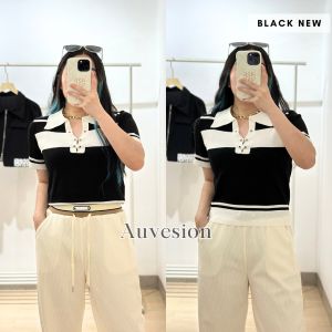 6006 Sarasya Collar Button Knit Blouse Wanita | Blouse Wanita Premium