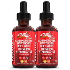 Clean Nutra Pepper Hawthorn Beet Root Turmeric Vitamin D K & More for Wellness Liquid Drop – Vascu Glow