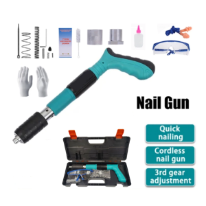 Manual Steel Nails Gun Rivet Tufting Concrete Wall Fastening Pipe Clamp Round Cap Pipe Nail Tacker