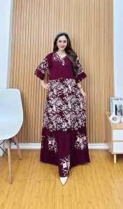 Maura Cap Malaman / Dress Motif Rayon Super Premium / Jumbo LD 120cm PB 135cm Busui