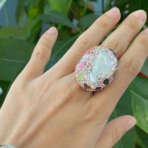 Raw Baroque Freshwater Pearl Open Bangle Women Natural Tourmaline Crystal Cuff Bracelet AB Color Rhinestone Fashion Jewelry h260610