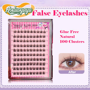 Aoduoyaya 100 Clusters False Eyelashes Glue Free Eyelash Extension Natural Reusable Fake Eyelashes 4 Styles
