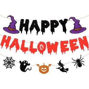 DFYER56 3Pcs/Set Bat Halloween Paper Banner Ghost Pumpkin Ghost Decor Flag Easy Use Paper Witch Pumpkin Pendant Halloween
