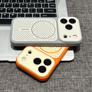 Honeycomb Heat Dissipation Mesh Hit Color Shockproof Phone Case For iPhone17 16 15 14 Plus 13 12 Pro Max For Magsafe Charge Cove