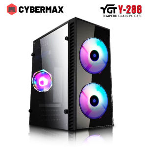 YGT Y-288 Gaming PC Case With 2Pcs Fan Tempered Glass Micro ATX Desktop Computer Case
