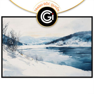 Tranh phong cảnh mùa đông màu nước.Tranh treo tườngdán tường sơn dầu canvas trang trí.CGI-1754