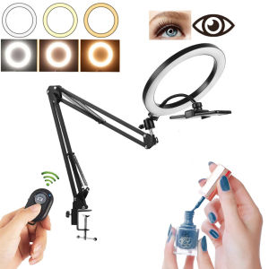 LED aluminum alloy self timer ring light mobile phone bracket with folding arm fill light adjustable photography ring li