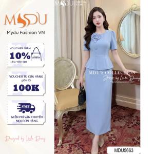 Váy Liền Thân MDU5663 Chất Xước Thái Cao Cấp Thiết Kế Cổ Tròn Cùng Dáng Dài Thanh Lịch Từ MDU