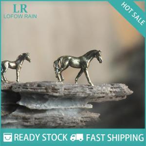 LF Wholesale✨Flash Sale ✨ Antique Brass Solid Long Tail Horse Figurines Miniatures Feng Shui Ornaments Copper Zodiac Animal Mini Desktop Decoration Crafts