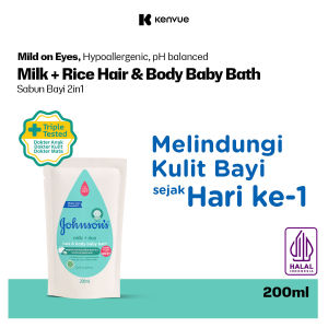 JOHNSONS Milk + Rice Hair & Body Baby Bath Refill 2in1 200ml