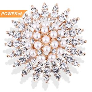 【PCWFKef】 Rhinestone Hoa Trâm Cài Ngọc Trai Cổ Điển Trâm Pins Phụ Nữ Đồ Trang Sức Phụ Kiện