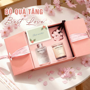 Hộp Quà Tặng BEST LOVE - Tinh Dầu Thơm Nến Thơm Sáp Thơm kèm Túi Xách Sang Trọng Tinh Tế