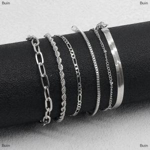[COD] Buin 6Pcs Fashion Chain Link Bracelets Set For Women Metal Snake Chain Twist Cuban Bracelet Punk Jewelry Gifts