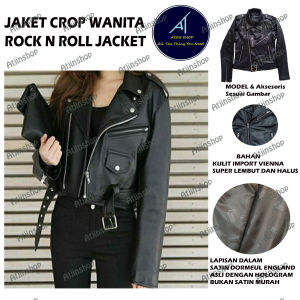 Foratjin- Jaket Kulit Wanita Crop Rock n Roll Ramonez Semi Kulit Vienna Korea