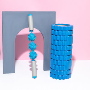 Shipped from China [BIN] Hollow Yoga Column Massage Stick Two-Piece Set EVA Foam Roller Massage Roller Wolf Tooth Stick Leg Shaper Yoga Supplies