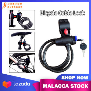 Bike Cable Lock With Keys 90cm Coil Steel Cable Security Waterproof Anti-Theft Bike Tyre Shackle Safety Cable Chain Lock Kunci Keselamatan Basikal