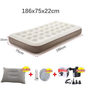 Kasur Angin tempat tidur camping [186*75*22/186*96*22/186*137*22cm] Kasur Angin Double Murah Single Kasur Berkemah Camping Lipat Tiup Portabl