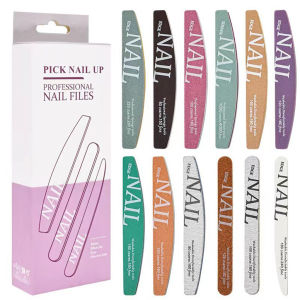 12 Pcs/Set Professional Sponge Nail Files Washable Double Sided Grit Nail Sanding