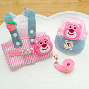 Set bộ dây dắt Chó Mèo kèm yếm ngực và nón đội cùng tông màu dễ thương (mẫu mới) - Hara Pet Store