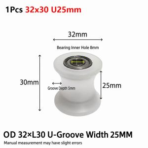 TANTUANG 1Pcs Nylon U-Groove Bearing Roller U-Groove Wear Resistant Sliding Door Roller Plastic Nylon Guide Roller For Sliding Doors and Windows