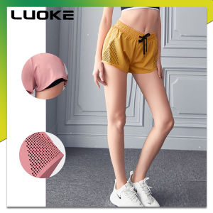 Luoke Yoga Mesh Vent Shorts Loose Thin Yoga Pants Fitness Pants Quick Drying Training Runnin Gelastic Waistband Shorts for Women