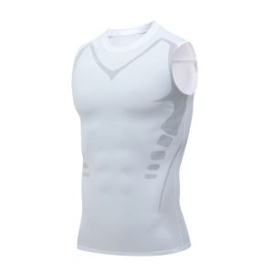 SPDD Quick-Dry Ionic Shaping Vest Vest Body Shape Compression Men Ice-Silk Slimming Vest Fashion Breathable Shirts Tank Top Fitness Sportswear