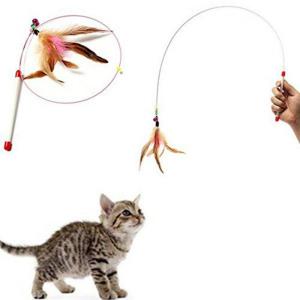 Hot 1pc pet cat toy Cute Design Steel Wire Feather Teaser Wand Plastic Toy for cats Color Multi Products For pet Product