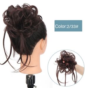 Dây Buộc Tóc Tổng Hợp Dây Buộc Tóc Giả Búi Tóc Xoăn Rối Co Giãn Dành Cho Nữ Tóc Nối Màu Nâu Đen Donut Updo