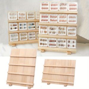 MOLISAN ชั้น3/4/5 ขาตั้งไม้ทำเล็บ ความจุมาก ใช้งานได้หลากหลาย ผลิตภัณฑ์ทำเล็บแสดงชั้นวางของ แข็งแรงทนทาน การประหยัดพื้นที่ ที่เก็บของศิลปะบนเล็บ กระดาษการ์ดสีเล็บ