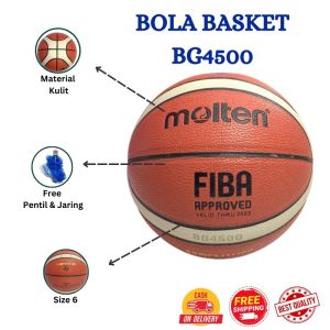BOLA BASKET KULIT BG4500 / BASKETBALL BG4500 INDOOR OUTDOOR FREE PENTIL JARING