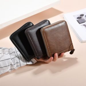 JIYAN2866 with Coin Pocket Mens Wallet Zipper PU Leather Coin Purse Vintage Multi-Functional Mens Business Wallet Men