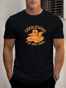 2025 Summer Mens Cotton T Shirt LICKALOTAPUS Trendy Print Round Neck T-Shirt Casual Breathable Street Style Daily Top