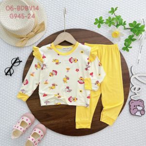 [9-29KG] Đồ Bộ Bé Gái Bộ Thu Đông Dài Tay Minly Baby vải thun lạnh loại 1 Mềm Mát Cho Bé Gái 1.2.3.4.5.6.7T