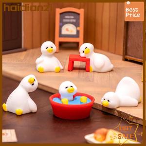 haidianzi Miniatures Figurines Cute White Duck Animal Micro Landscape Ornaments For Home Desk Decoration Gardening Accessories
