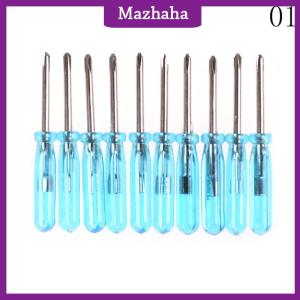 Mazhaha 10pcs Plastic Handle Stubby Mini Pocket Cross Flathead Screwdriver Tool