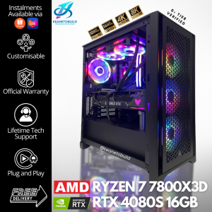 Custom Gaming PC Desktop Computer - AMD Ryzen 7 7800X3D + RTX 4080 SUPER 4080S 16GB - Black Aesthetic