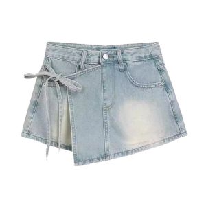S-6XL Mini Skirt Plus Size Korean palda shorts Denim Skort Fashion A-Line skrits for Women