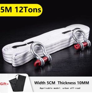 5M Heavy Duty 6/12/18 Ton Car Tow Cable Towing Pull Rope Strap Hooks Van Road Recovery