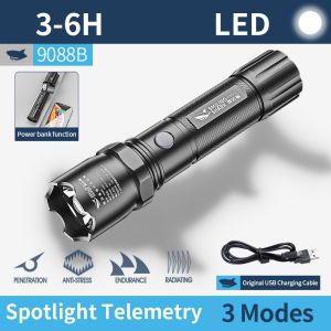 Smiling Shark SD8107 Rechargeable Torchlight M77 8400LM Super Bright Flashlight Type-C LED 5 Modes  Waterproof Hiking lamp