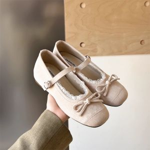 Free Shipping Wanwan Shoes Gentle Bowknot Flats For Women 2026 Spring New Soft Sole Ballet Shoes