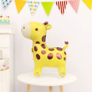 DOWNA Động vật Bóng bay loại 4D đứng có bánh xe Đồ chơi trẻ em Bóng bay động vật tự kín Quà tặng Xe đẩy bóng bay đi bộ/ Bóng bay đi bộ Trang trí tiệc sinh nhật cho trẻ em